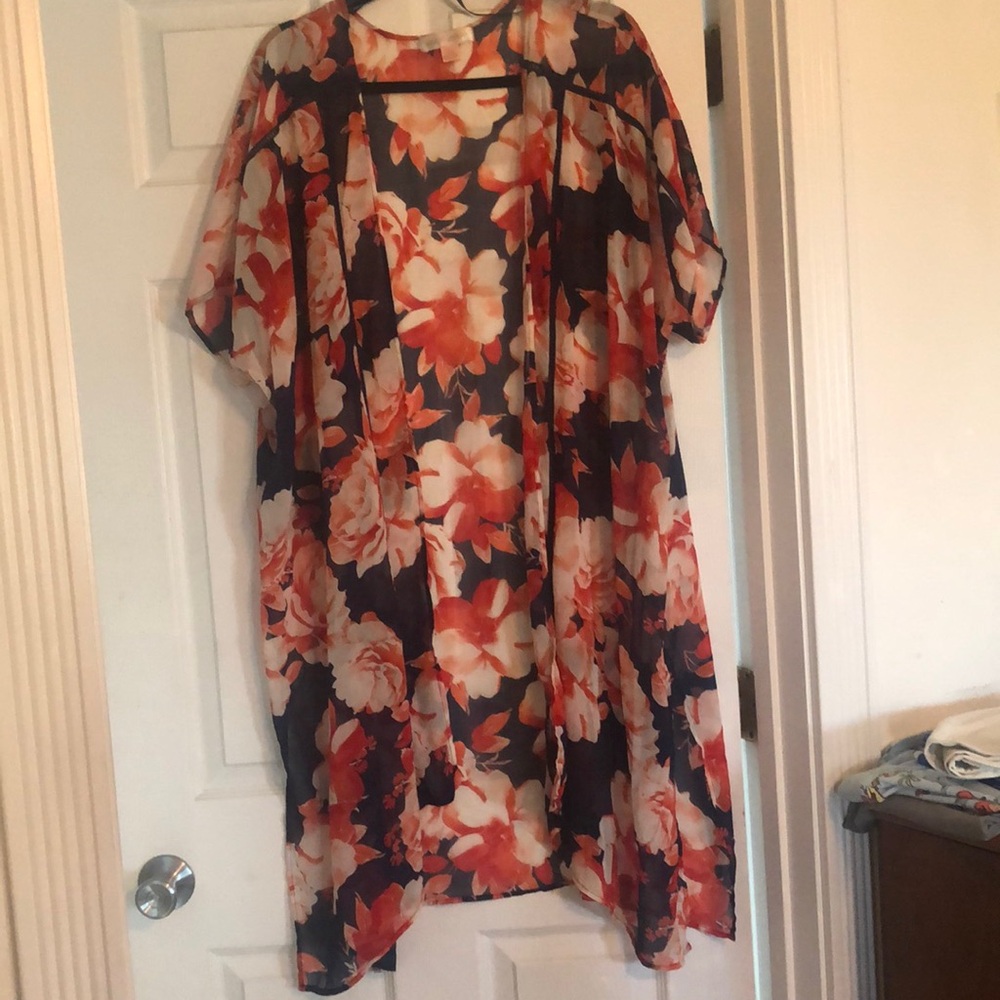 Band of Gypsies open sheer floral, lightweight wrap cardigan xs s
